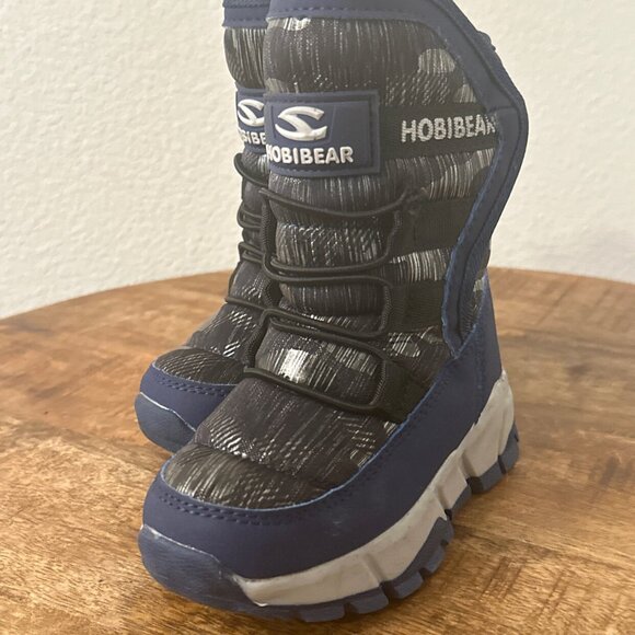 HOBIBEAR Boys Snow Boots Winter Waterproof Slip Resistant Blue - Picture 1 of 7